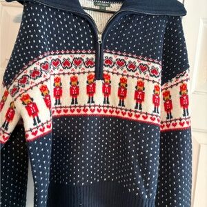 Wild Fable Navy and Red Zip Up Sweater